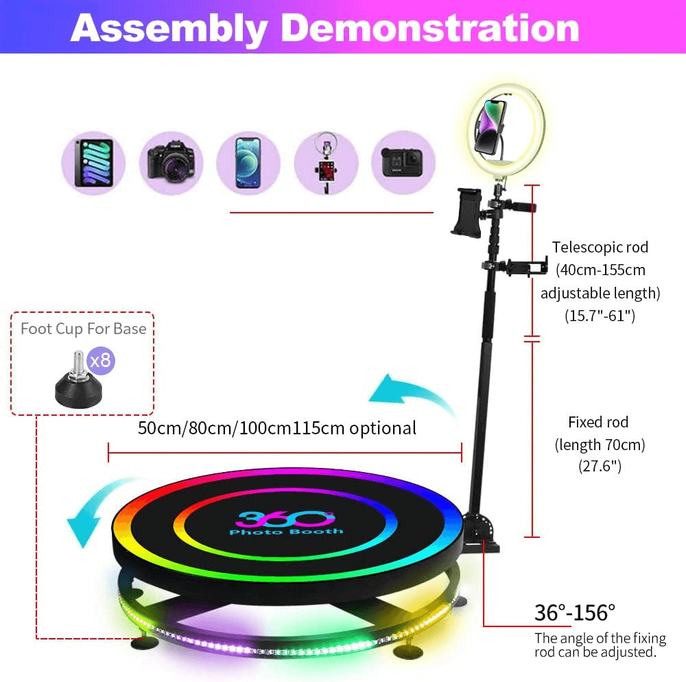 100cm rotating 360 video booth platform