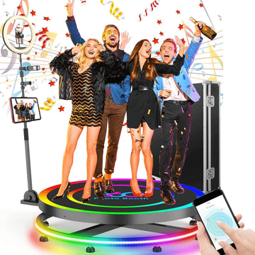 360 Photo Booth with RGB Ring Light and flight case
