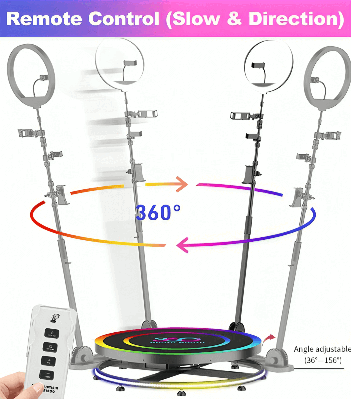 360 event booth with adjustable RGB ring light