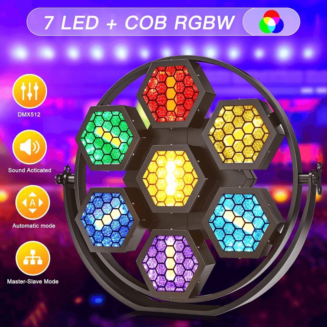 7x50W LED retro light with RGB effects