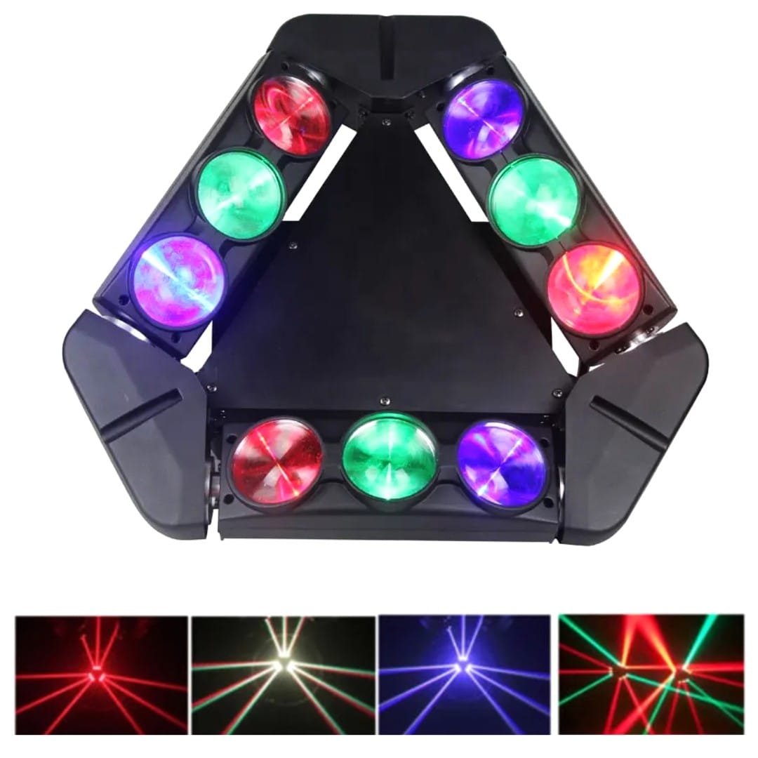 9 LED three side Spider moving stage light