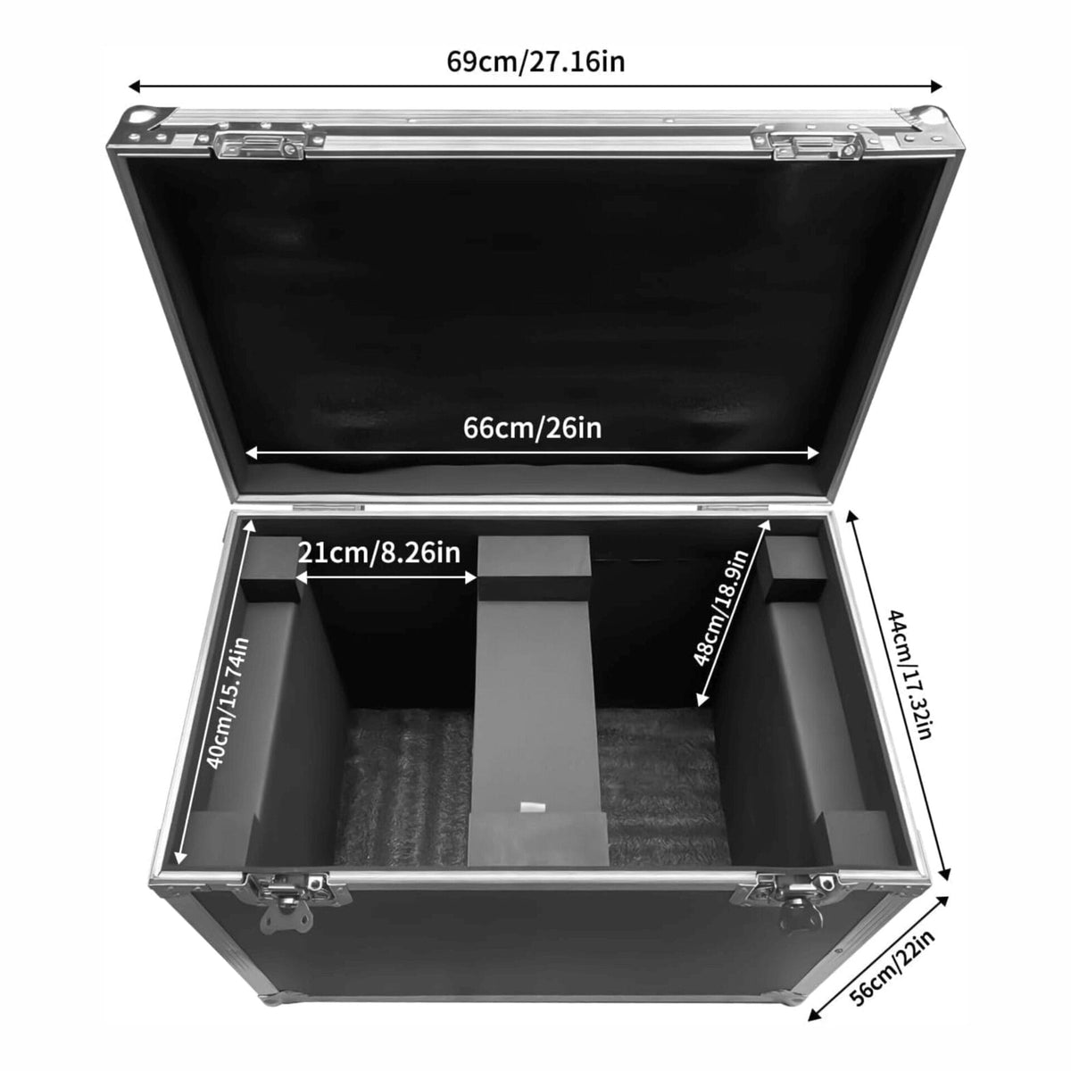 Beam light road case with lift-off lid