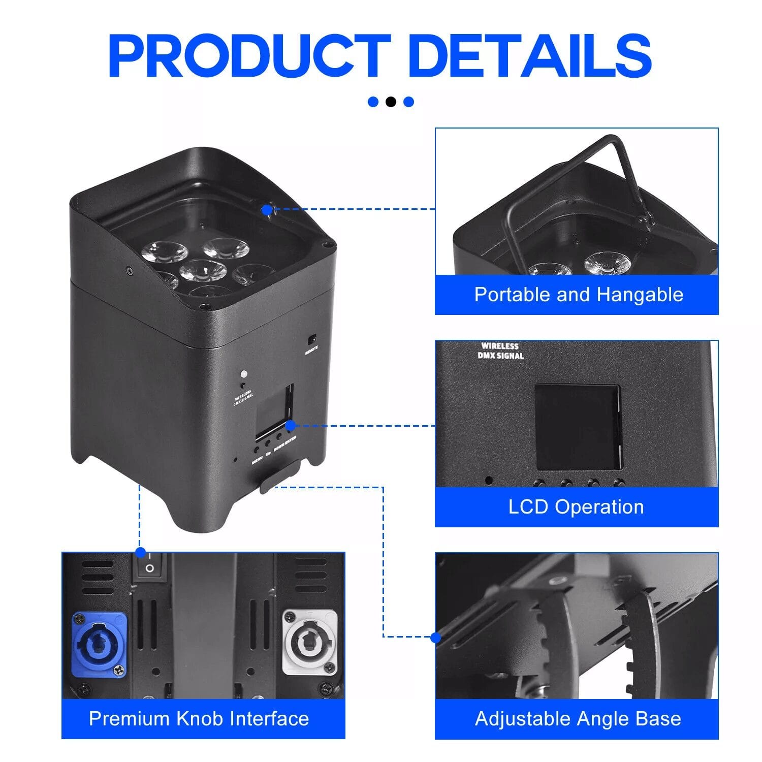 Compact battery uplight with adjustable base