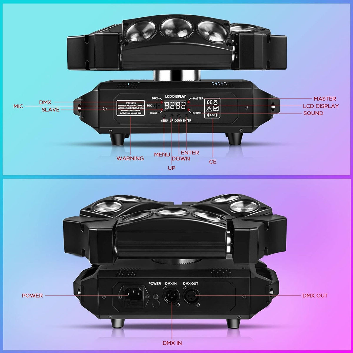DMX512 Three Side Spider stage light