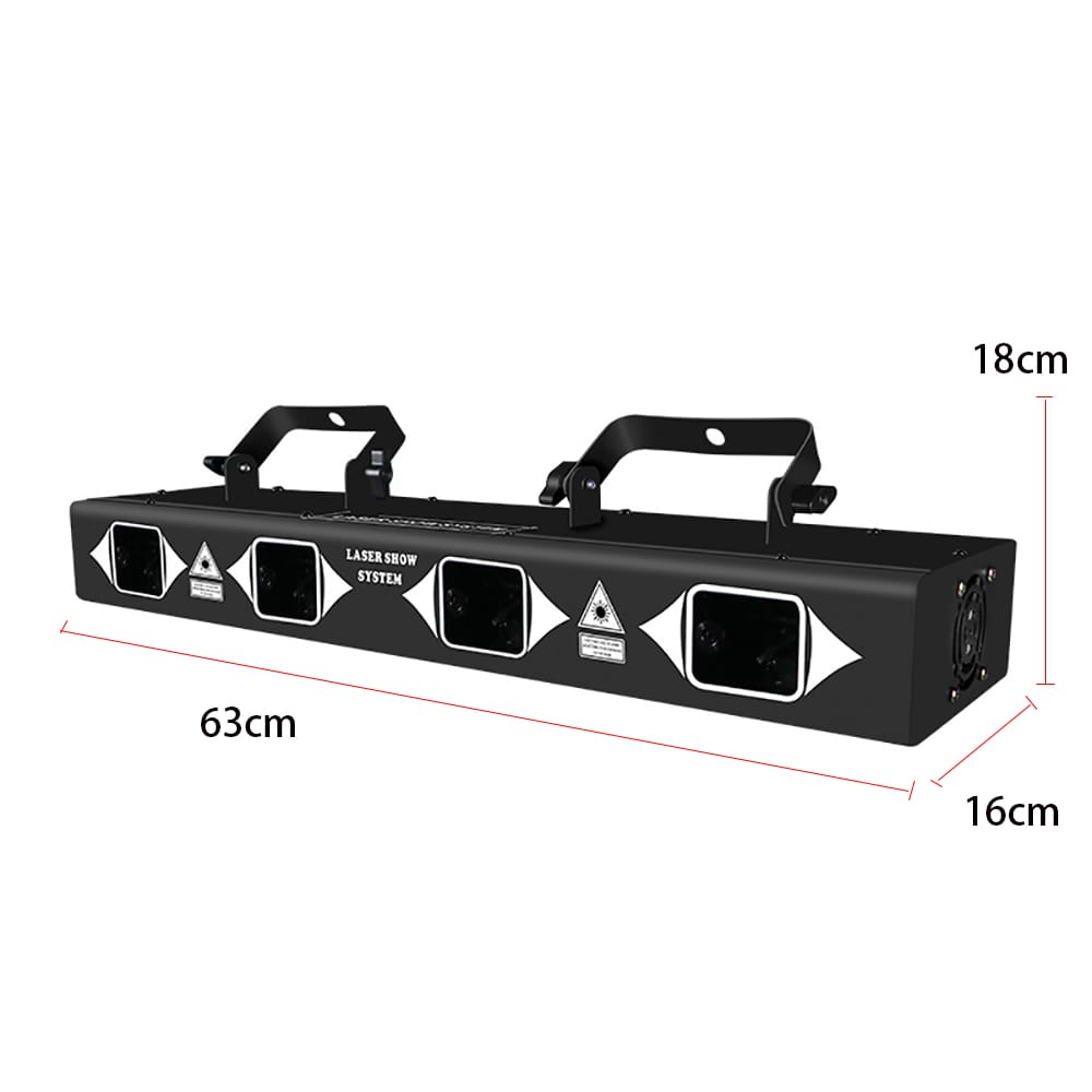 Four head RGYP laser light for DJ stage events