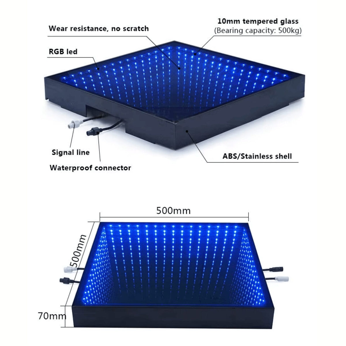Glass RGB LED dance floor for wedding events