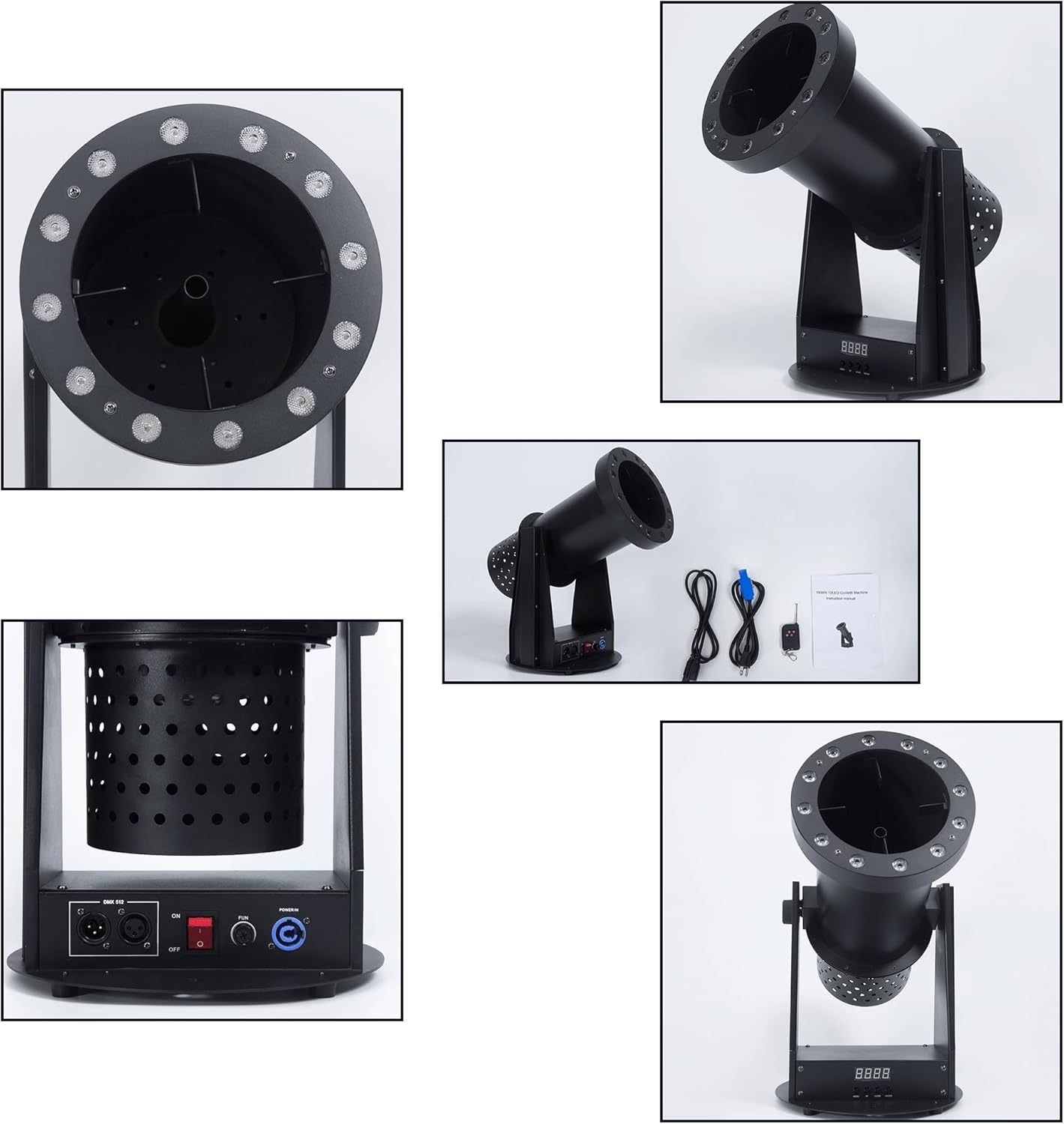 LED 1500W Confetti Cannon Machine with DMX Remote Control for Wedding Party Stage Event