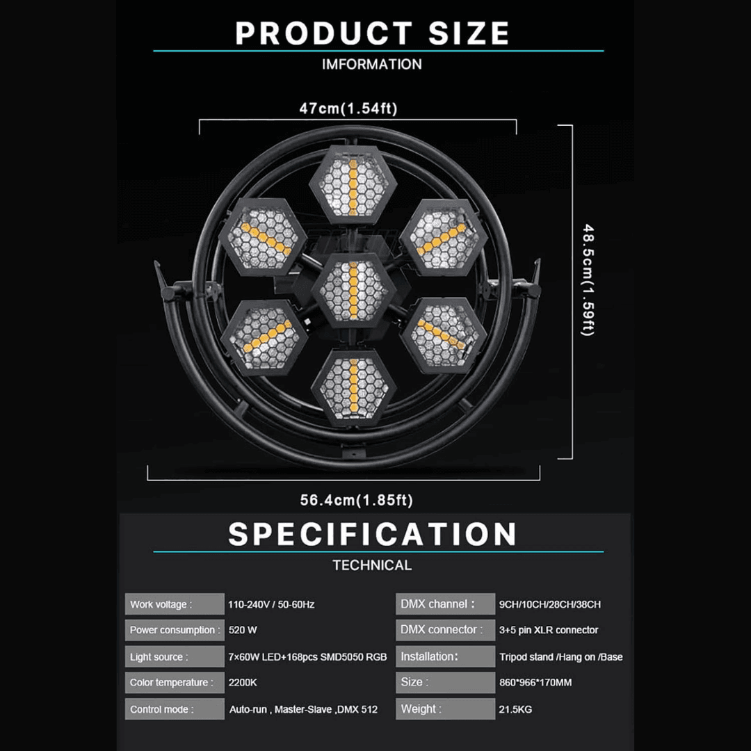 Large RGB retro light for concert stage backdrop