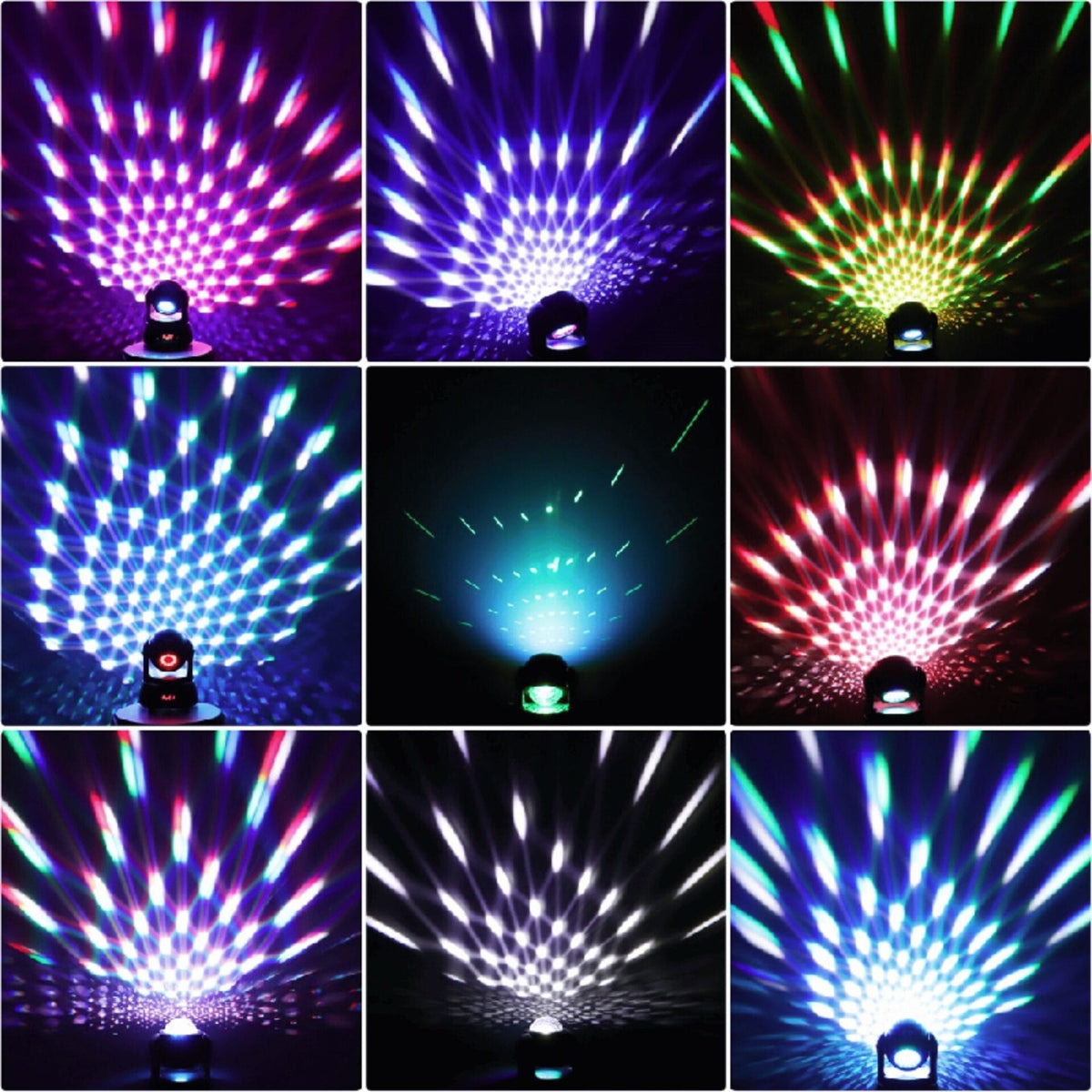 Mini DJ moving head with 36 RGB LEDs and laser