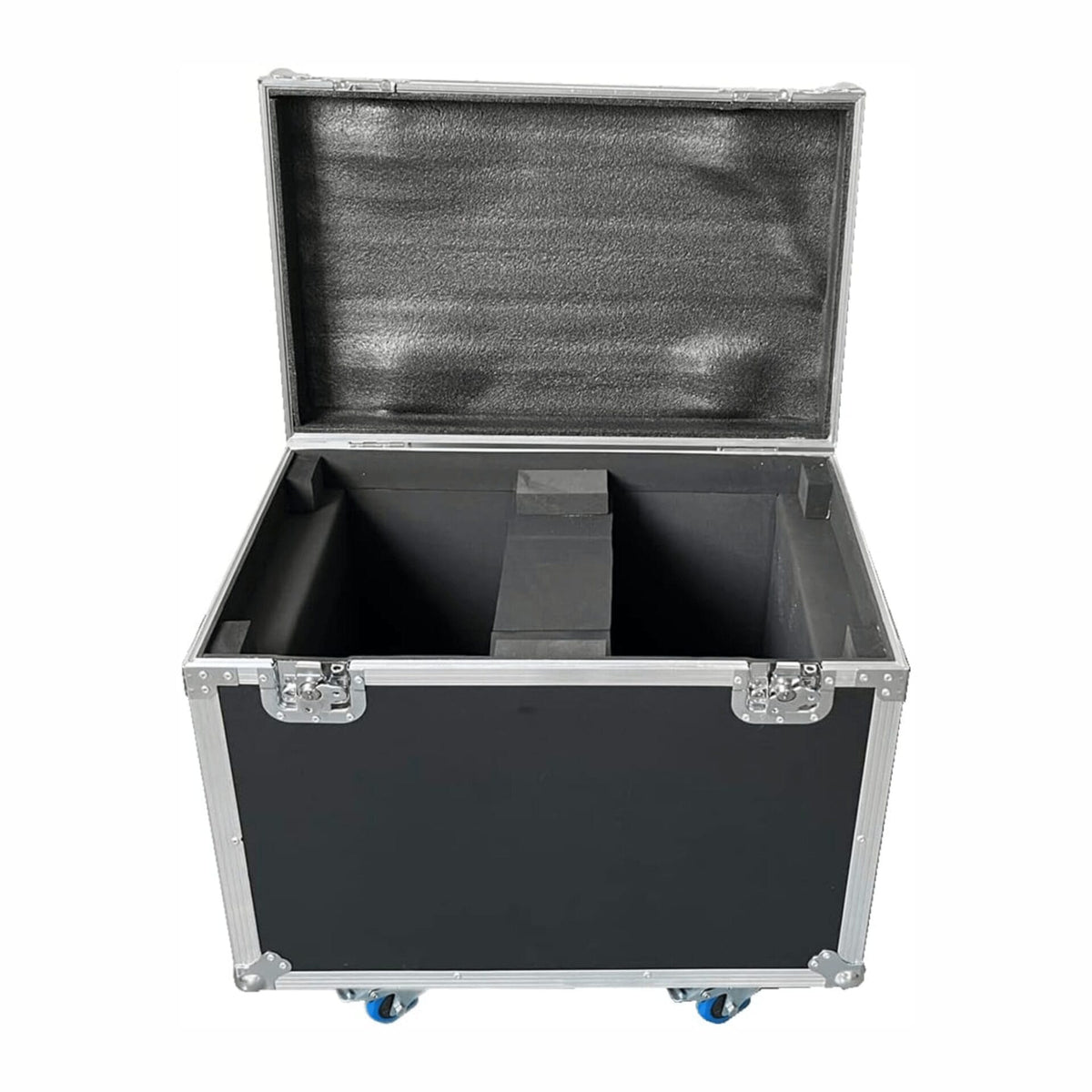 Open moving head flight case with two foam compartments
