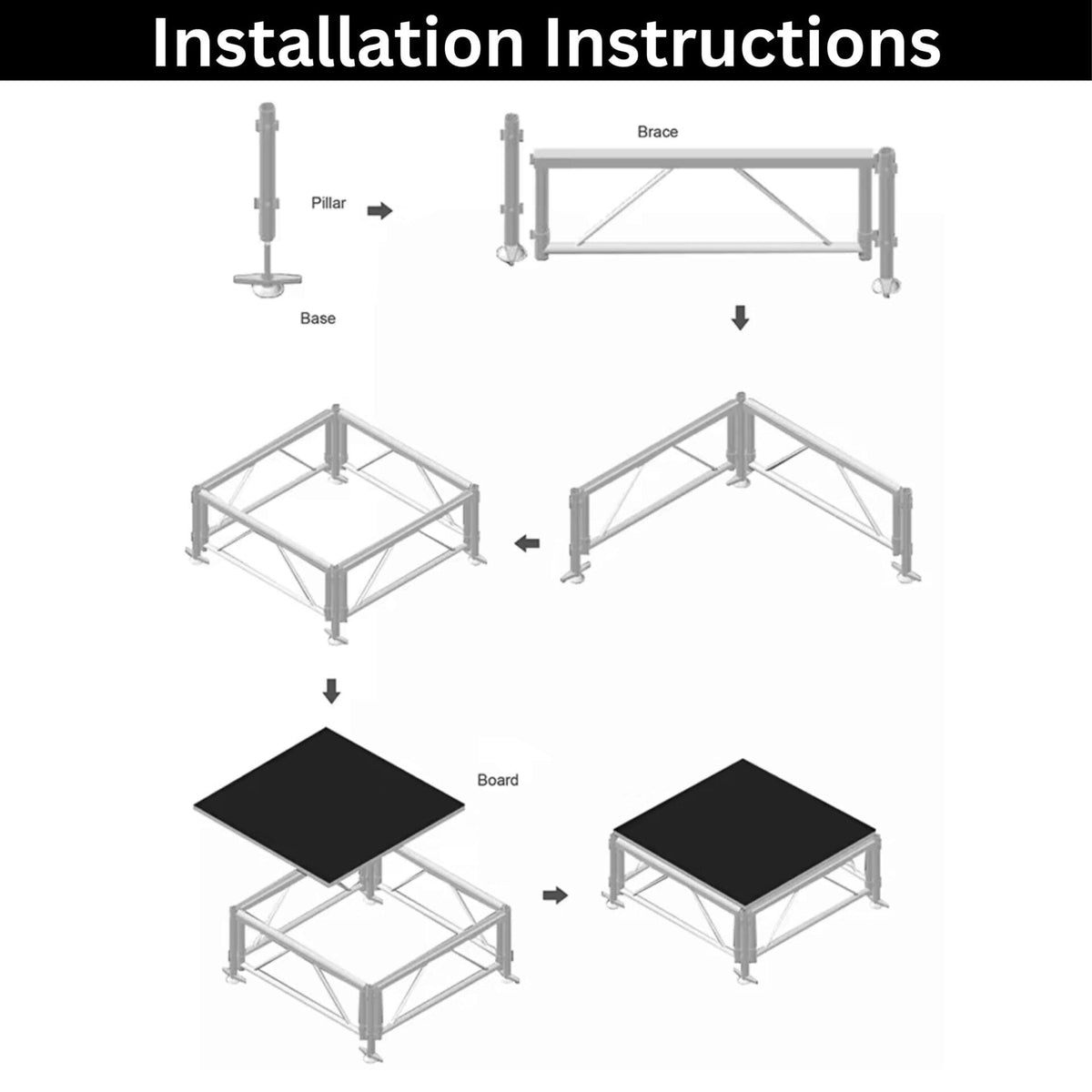 TOP PRO Portable Aluminum Stage For Concert 122CM