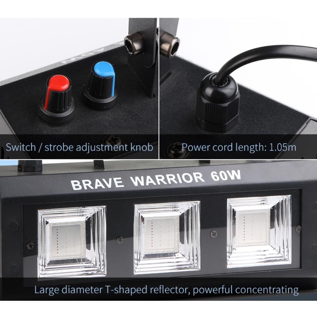 RGB party strobe with adjustable flash speed