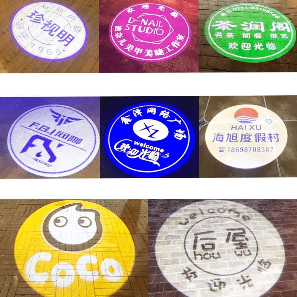 Rotating gobo projector with 37.5mm logo holder