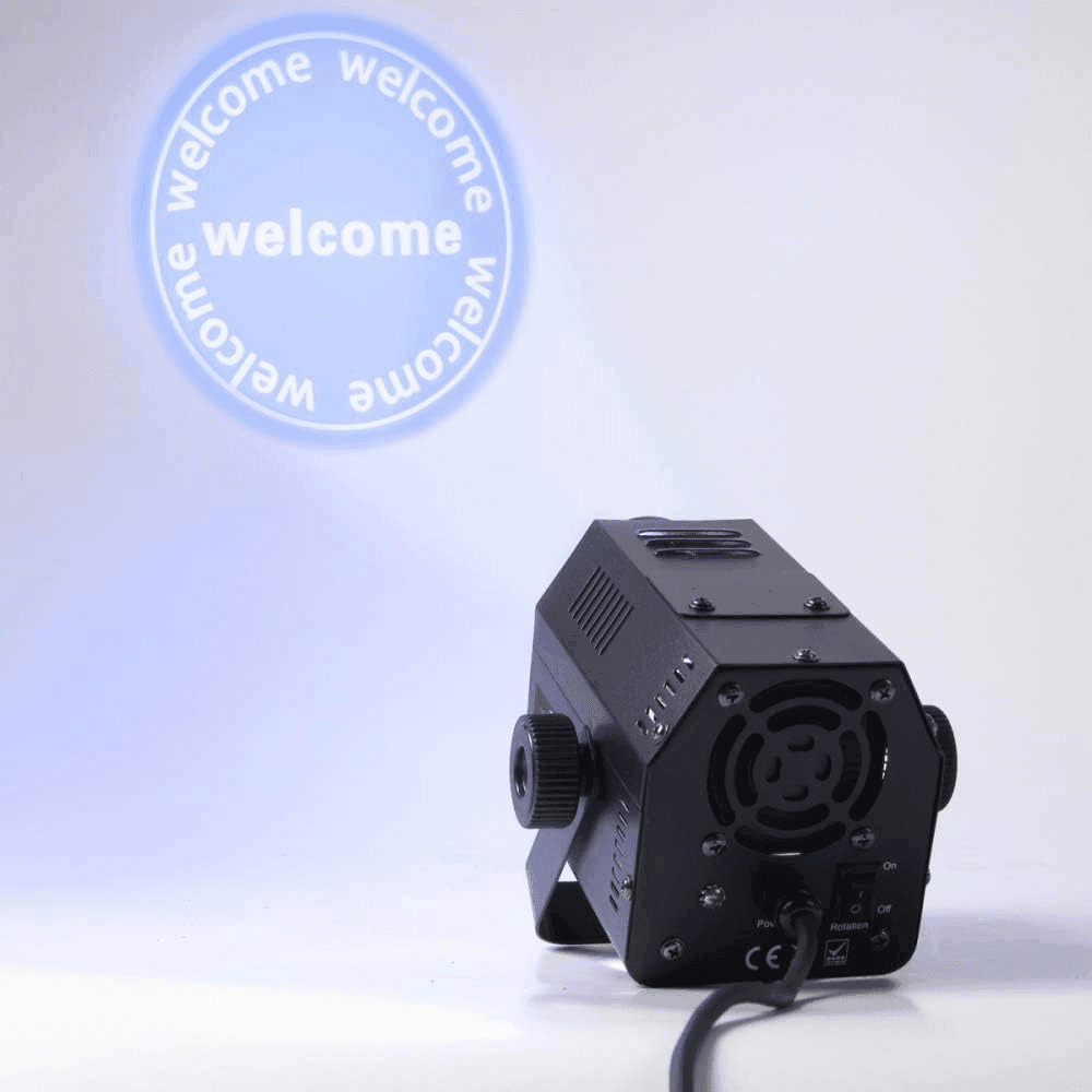 Rotating gobo projector with 37.5mm logo holder