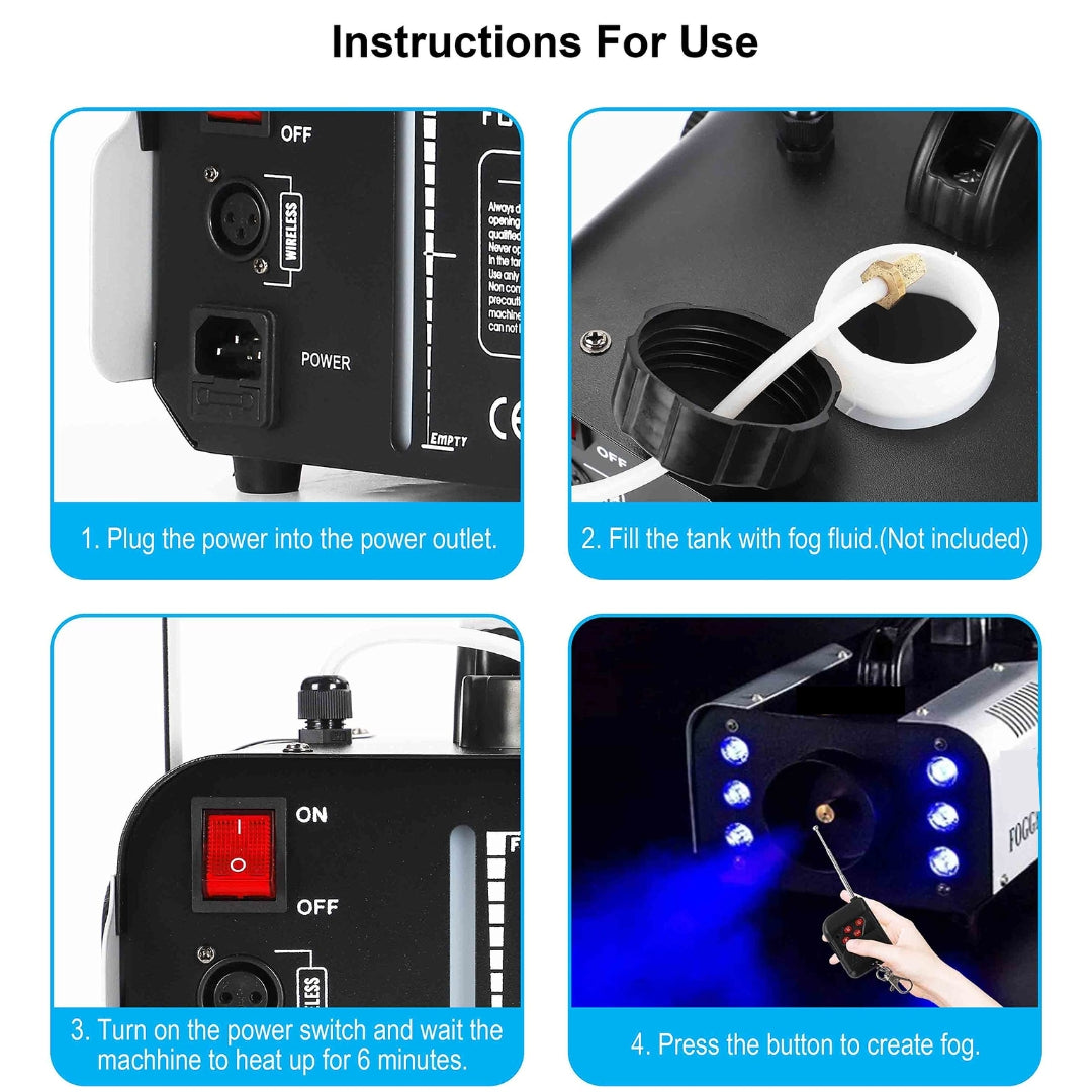 1200W RGB Fog Machine with Remote Control — DJ Stage Weddings UAE