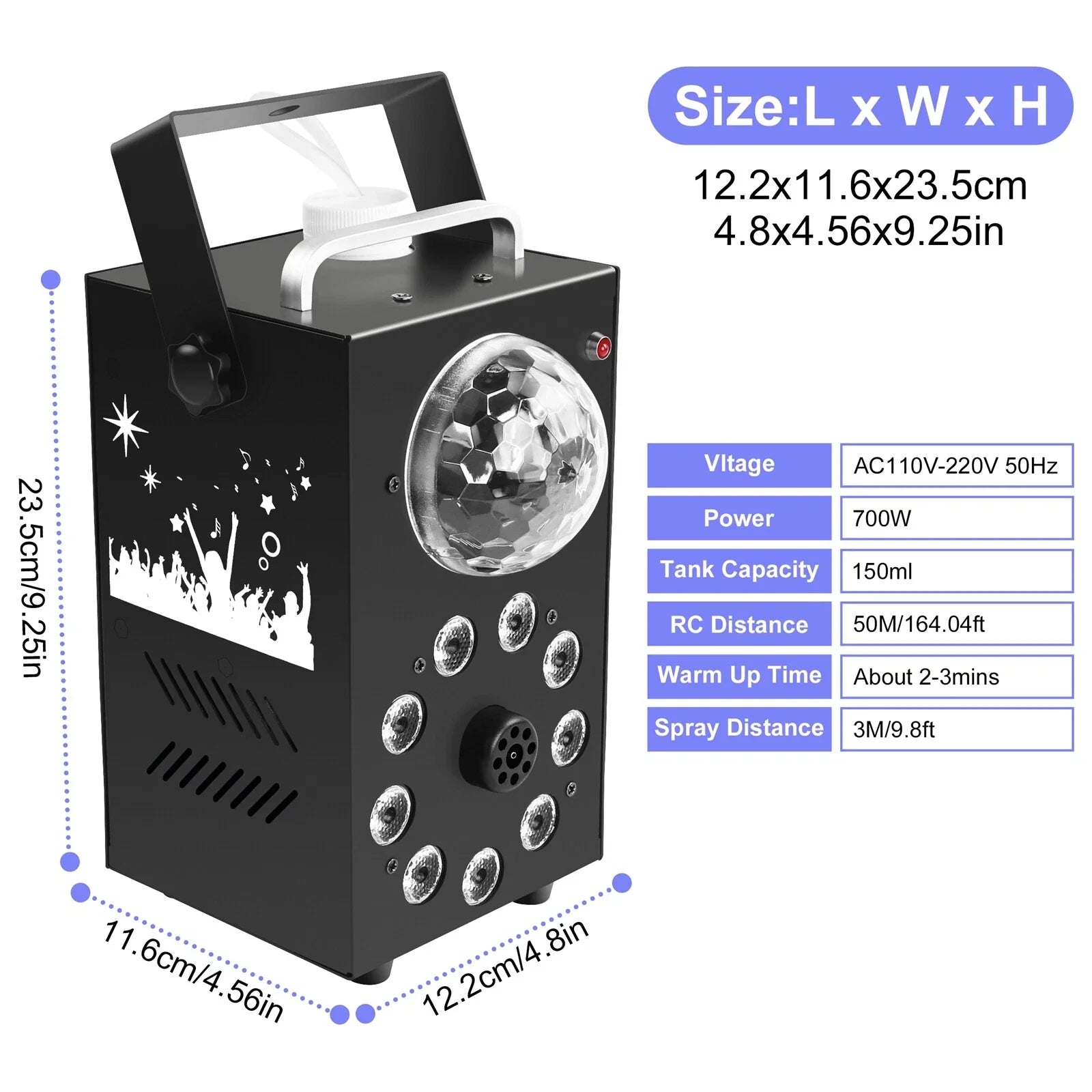 700W Fog Machine with 9 LED Disco Light — Stage Smoke Effect UAE