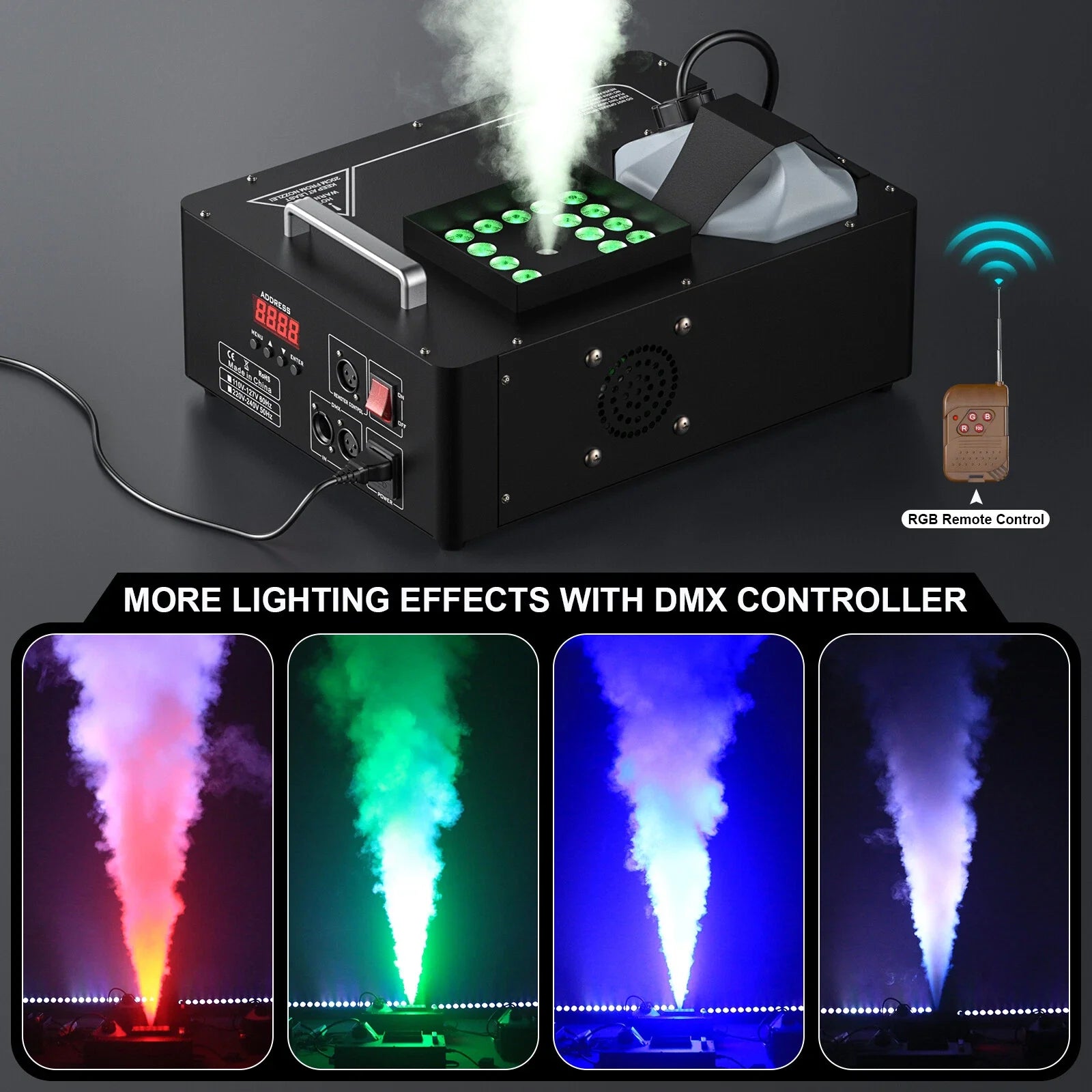 3000W RGB DMX Fog Machine with Remote Control — Professional Stage UAE