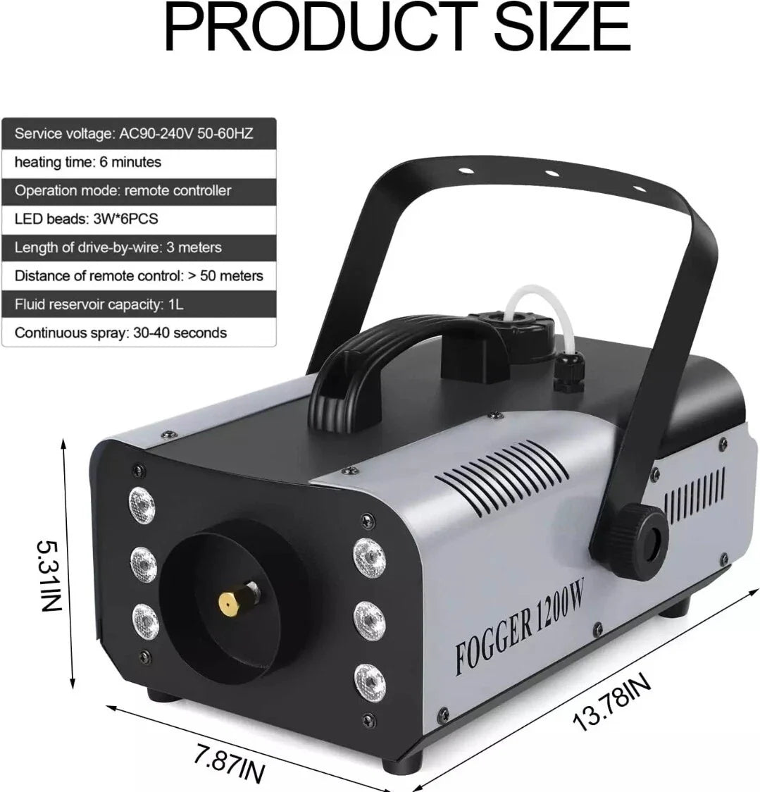 1200W RGB Fog Machine with Remote Control — DJ Stage Weddings UAE